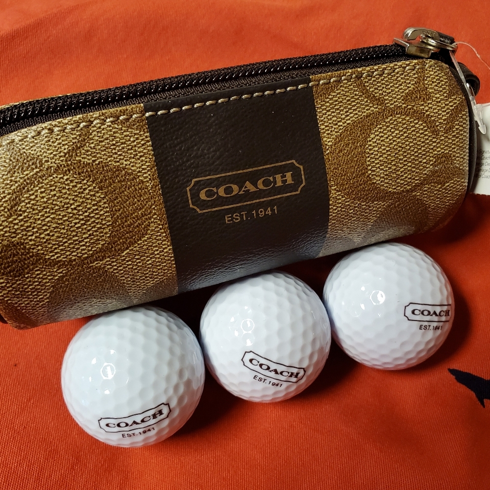 Coach golfballs and case